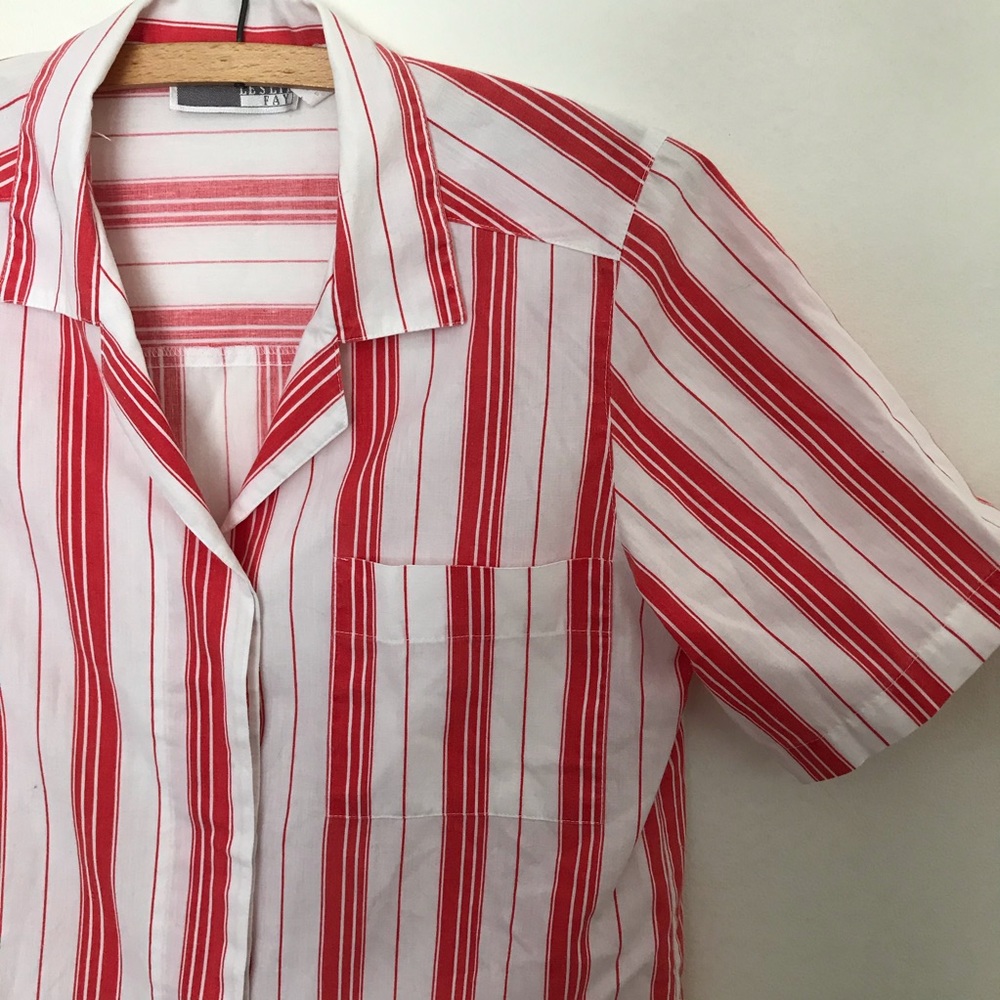 Vintage Leslie Fay button down striped top size 6